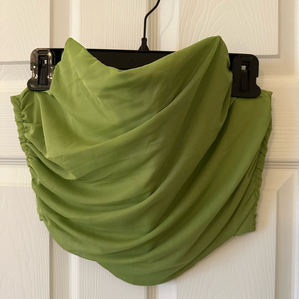Women’s mesh crop corset top lime green zip up structured corset size M NWOT